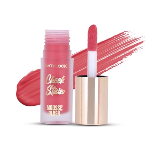 Image of MATTLOOK Cheek Stain Mousse Blush | Vitamin E | Natural Radiant Finish | Infused With Hyaluronic acid and vitamin E | Long Lasting Liquid Blusher (Dream Boat-01,6.5ml)