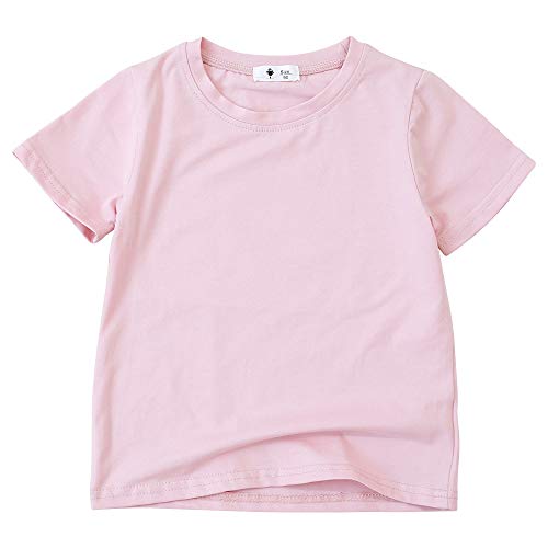 Image of KISBINI Little Girls Boys Short Sleeve T-Shirt Cotton Solid Tees for Toddlers