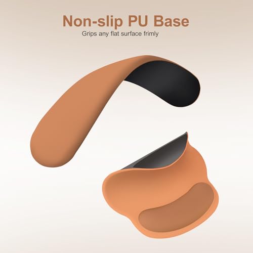 Image of MOSISO Wrist Rest Support for Mouse Pad&Keyboard Set, Circle Curved Ergonomic Mousepad&Coaster Non-Slip Base Home /Office Pain Relief&Easy Typing Pad with Soft Cloth&Silicone Lining, Cosmic Orange