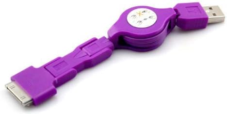 So-Cool3in1 USB Retractable Sync Charge Cable for Mini /Micro USB / iPhone 4 4S iPod Purple A3K