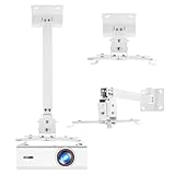 KOGATA 4-Arm Beamer-Decken- & Wandhalterung, Verstellbare Aluminiumlegierung 43–65 cm, 360° Drehbar, ±30° Neigung, Tragkraft 10 kg, Kompatibel mit den meisten Beamern Weiß