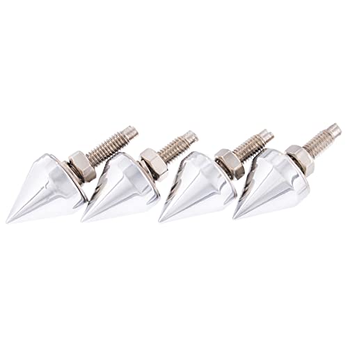 United Pacific 10878 Chrome Spike License Plate Fastener Screw Caps For Standard License Plate, Threaded Mounting Stud W/Nut & Lock Washer - Pack Of 4 #TOP4