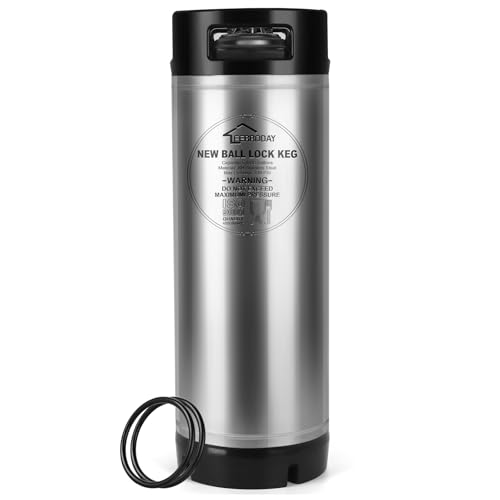 Ferroday Upgraded 5 Gallon Ball Lock Keg, Stainless Steel Corny Keg with Ball Lock Post, Portable...