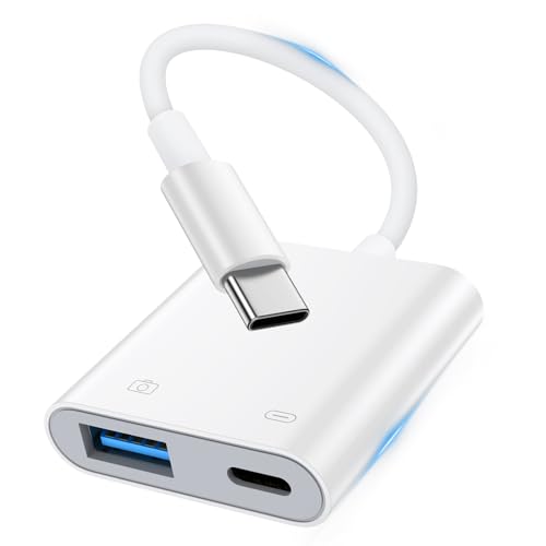 USB C to USB Camera Adapter, OTG Adapter for Android iPhone 16e/16/16Pro/16Pro Max/16Plus/15/15Pro/15Pro Max, High Speed USB 3.0 Female Adapter for Digital Camera to Phone Samsung S25 S24Ultra S23 S22