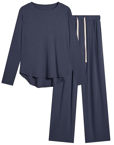 difficort Womens 2 Piece Outfits Batwing Sleeve Lounge Sets Wide Leg Loungewear Workout Sets with Pockets