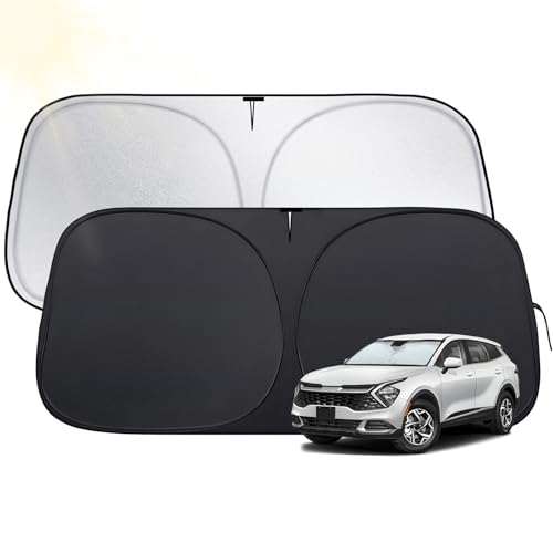Windshield Sun Shade for KIA Sportage 2023-2025, Custom Fit Car Sun Shades with 420D Fabric & Foldable Memory Steel Wire, Sunshade for Car Windshield UV/Vehicle Interior Accessories