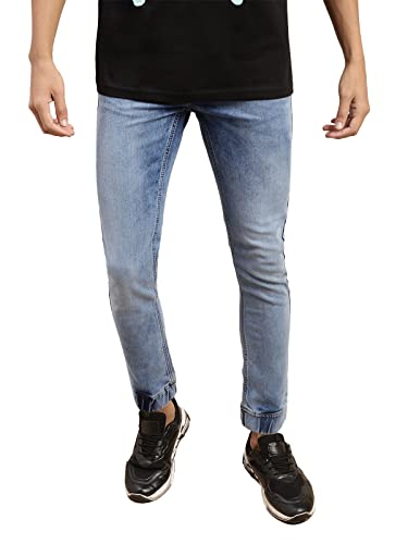 Image of Veirdo Men's Mid Rise Pure Cotton Slim Fit Full Length Jeans