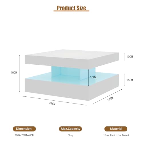 HedoAjim White LED Coffee Table
