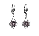 Edwardian, Deco style Earrings with Amethyst Crystal Element Faceted Stones