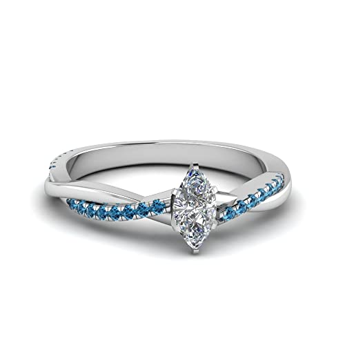 Image of 55Carat Choose Your Gemstone Dainty Infinity Twist Diamond CZ Ring Sterling Silver Marquise Shape Engagement Rings Everyday Jewelry Wedding Jewelry Handmade Gifts for Wife US Size 4 to 12