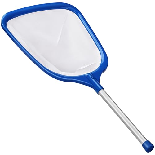 HydraJoy Pool Net Professional Swimming Pool & Hot Tub Skimmer Net Accessories Pool Leaf Rake Cleaning Tool with Pole Fine Nylon Mesh Bag Easy to Clean Bugs Leaves DebrisBlue&White