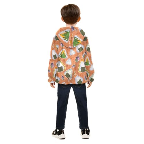 Asian Food Girls Fleece Jacket Girls Fall Jacket Girls Zip Up Hoodie Girls Sherpa Jacket 2-10T4