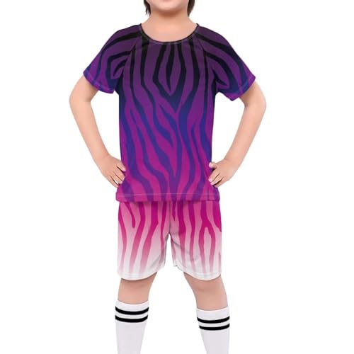 ORGYPET Children's Football Suit Soccer 2024 Trendy Uniforms for Boys Eye-Catching Kids Soccer Uniform Sports Athletics Event Workout Exercise, Purple Leopard Print, S
