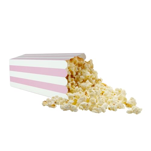 24 pack striped popcorn boxes - carnival parties mini paper popcorn and candy containers party supplies for movie nights pink