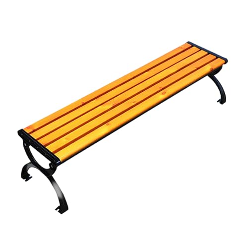 Banc de jardin d'extérieur sans dossier 120 cm en teck et fer durable pour terrasse