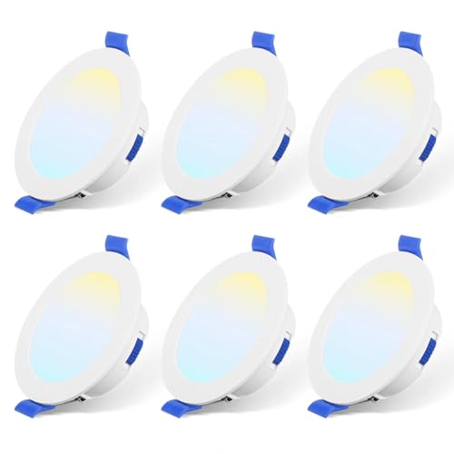 LED Einbaustrahler 230V Flach Dimmbar LED Spots 6W IP44 Bad Einbauleuchten...