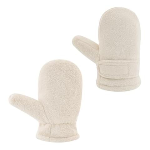 RAOEXI Toddler Infant Winter Mittens Lined with Fleece Easy-on Baby Boy Girls Warm Gloves Outdoor (A-beige,M (1-2 Years)) Cover