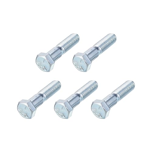 METALLIXITY Hex Bolts (1/2-20x2) 5Pcs, Carbon Steel Zinc Plated Partial Threaded, UNF Fine Thread Hex Head Screw Bolt - for Furniture Repair, Silver