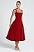 Memoriesea Women's Elegant Square Neck Swing A Line Wedding Evening Party Midi Dress Red