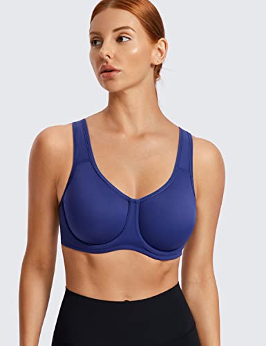 Image of SYROKAN Women's Max Control Underwire Sports Bra High Impact Plus Size with Adjustable Straps Unlined Bra