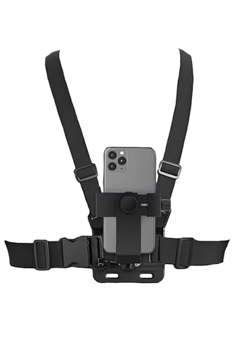 動画撮影用 スマホスタンド スマホホルダー 手元撮影 料理撮影 動画撮影アクセサリー 自撮り gopro アクセサリー スマートフォンチェストマウント POV撮影用ハーネス, 胸部・首掛け, アジャスタブルストラップ付き (肩掛け（ショルダー）タイプ)