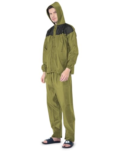 Image of Ranger Unisex 1 Set Rain Suit with Hooded Jacket & Trouser | TPU Coated Bike Riding Wear with Seam Sealed Protection