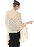 Baoqiya Women's Scarf Shawls and Wraps for Evening Dress Chiffon Shawl Soft Elegant Silky Pashmina Wedding Bridal Scarves(Champagne, 79'×19')