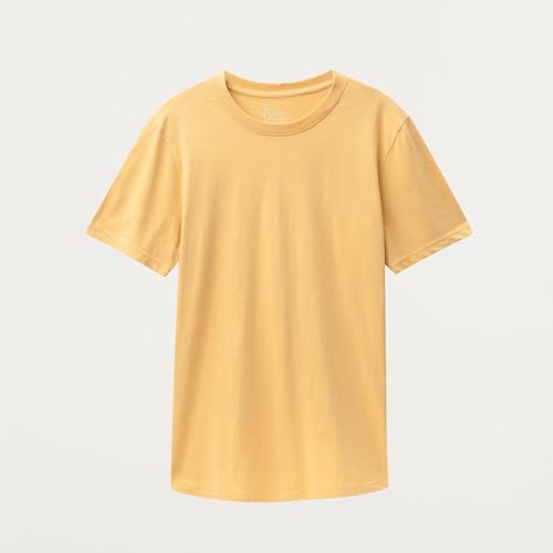 Image of URLI Unisex Natural Dye Harvest Yellow Slub Cotton Tshirt | Soft Breathable Crew Neck | Pomegranate Rind Dyed Everyday Wear for Men and Women