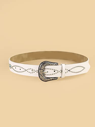 Verdusa Women's Western Cowgirl Buckle floral PU Leather Waist Belts Vintage Belt2