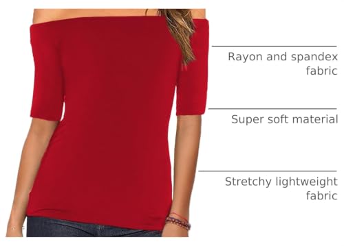 Image of Sarin Mathews Women's Sexy Off The Shoulder Tops Long Sleeve Slim Fit Stretchy Shirts Blouses Top
