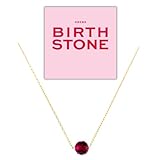happymaker - Geburtsstein Kette, vergoldetes Sterling Silber, echter Edelstein Rubin, Geburtsstein Juli, Sternzeichen Krebs, handgefertigt und größenverstellbar, Geschenkverpackung