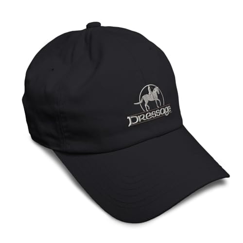 Speedy Pros - Speedy Pros Dressage Embroidered Unisex Adult Flat Solid Buckle Cotton Unstructured Hat Low Profile Cap - Black, One Size