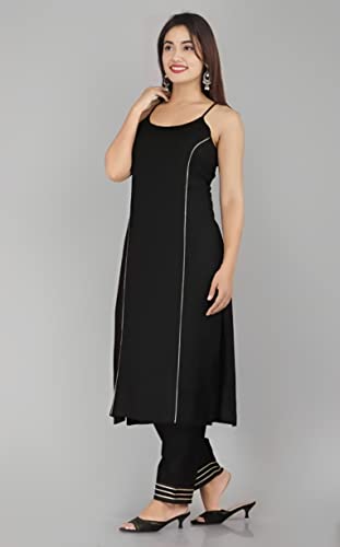 Image of Aziz Textiles Women's Rayon Sleeveless Straight Kurti for Women & Girls