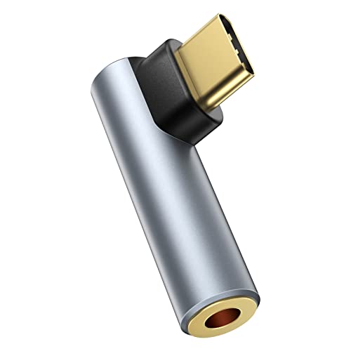 Bakibo Usb C To 3.5Mm Audio Adapter, Usb C To Headphone Jack Aux Adapter Earphone Right Angle Usb C Headphone Adapter Type C Dongle Dac Cordless For Sam Sung Galaxy S22/S21 I Pad Pro Macbook (Grey) #TOP5