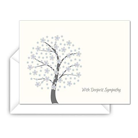 Elcer 15 Sympathy Cards Greeting Sympathy Notes Floral Cherry Tree 5x7 Cover