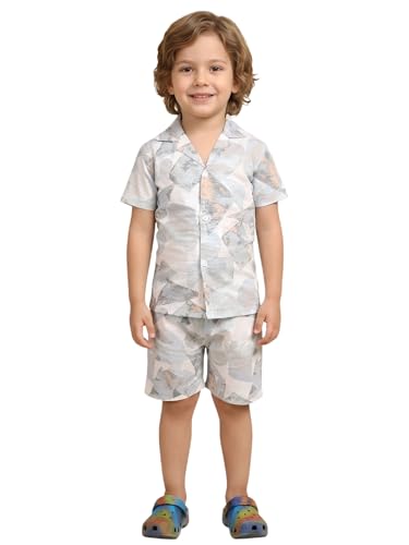 Image of POLKA TOTS 100% Cotton Co-Ord Set for Boys | Half Sleeve Shirt & Shorts Beach Outfit for Kids | Ultra-soft & Breathable Summer Clothes for Toddler & Baby Boy | Casual Dress & Printed Nightwear Set