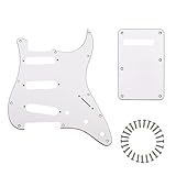 Phrilam SSS 11 Holes Strat Electric Guitar Pickguard and BackPlate Set for Fender USA/Mexican Made Standard Stratocaster Modern Style Guitar Parts,White 3ply