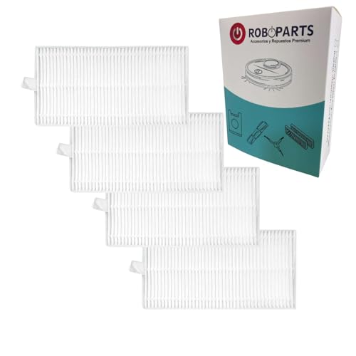Roboparts® Recambios compatibles con Cecotec Conga Y90. Lote de 4 Filtros Hepa de Repuesto para Robot Aspirador