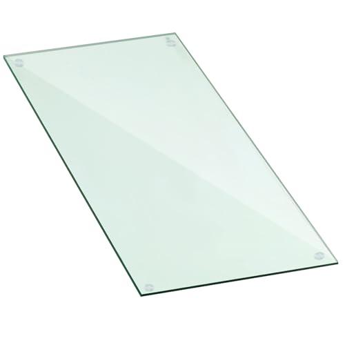 Landical 16 x 24 Rectangle Clear Tempered Glass Table Top 3/8 Thick Eased Corners Clear Tempered Top Patio Table Replacement with 10 Anti Slip Pads for Kitchen Coffee Dining Table
