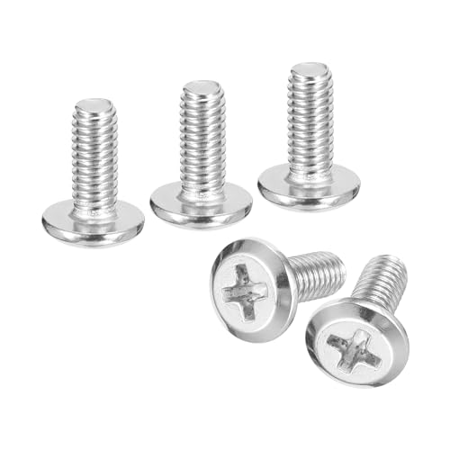 sourcing map M4x10mm Flat Round Head Phillips Head Screws, 100Pcs 304 Stainless Steel Phillips Drive Machine Screw, Full Thread, Bright Finish, Furniture Screw Connection Bolt Screw