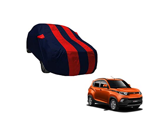 Image of Auto Hub Car Cover Compatible with Mahindra KUV100 with Weather Proof, Mirror Pocket, Triple Stitched, KUV100 Car Cover- Navy-Red