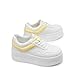 DREAM PAIRS Women Platform High Heel Fashion Sneakers Walking Lace Up Lightweight Stylish Classic Casual Sneaker.,Size 8,White/Yellow,DWUMFN2525