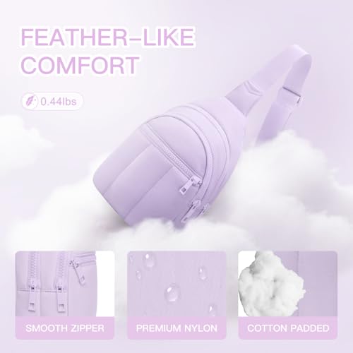 Image of Viverte Quilted Puffer Crossbody Bags for Girls Gifts for Teen Girls Sling Bag Lightweight Cross Body Bubble Purse Shoulder Bag for Travel (Lavender)