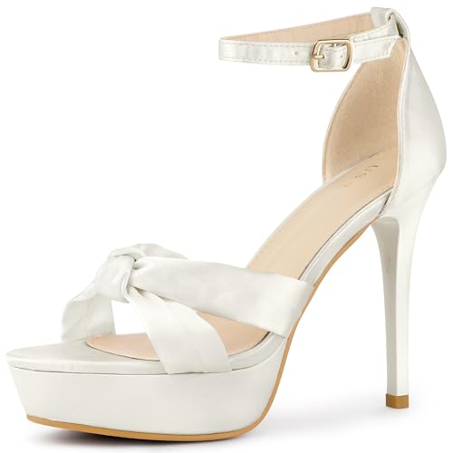 Allegra K Women's Platform Heels Twist Knot Stiletto Heel Satin Heel Sandals