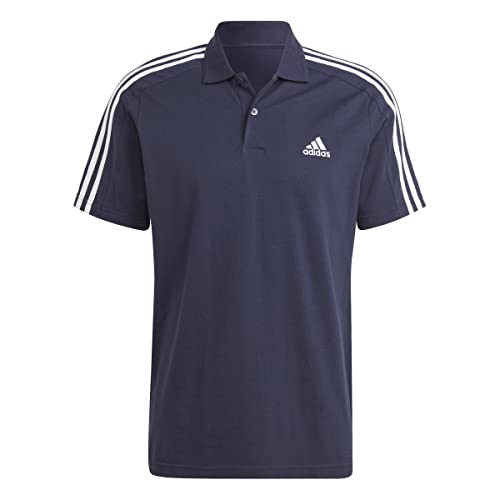 adidas Homme Essentials Piqué Embroidered Small Logo 3-Stripes Polo Shirt, Legend Ink/White, M