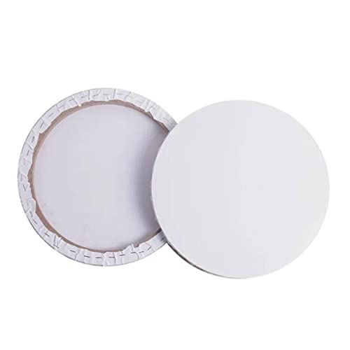 DOITOOL Round Cotton Canvas Frame for Oil Painting Stretched White Painting Panel for DIY Art Projects for Acrylics and Creative Expressions