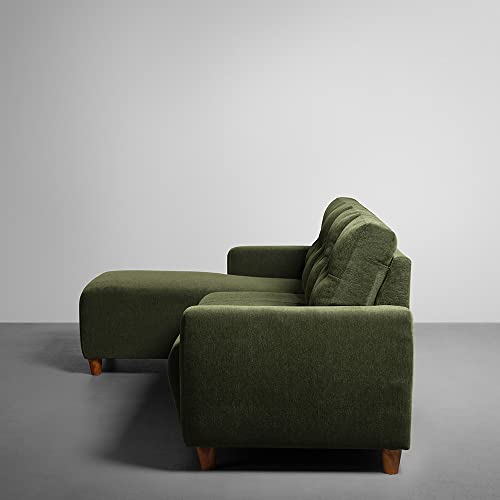 Image of Sleepyhead Yolo Designed by Duroflex - 3 Seater Sofa, LHS L Shape Sofa Set |Premium Fabric, Plush 3-Layer Cushioning |Modern Buttonless Tufted & Anti-Sag Comfort |3 Years Warranty - Avocado Green
