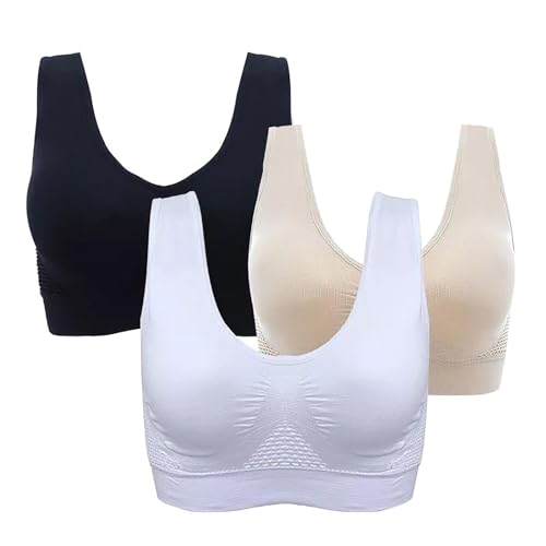 YIzdegg Sujetador deportivo de 3 piezas para mujer, estilo deportivo, para yoga, ropa interior deportiva, a, 3XL