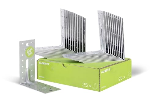 Alberts 867560 Escuadra reforzada con nervio, Galvanizado Sendzimir, 150 x 150 x 65 mm, Juego de 25