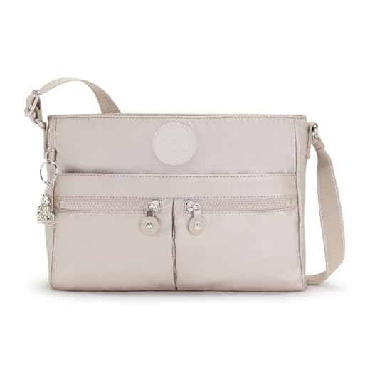 Kipling New Angie Borsa a tracolla piccola, Metallic Glow (Argento)